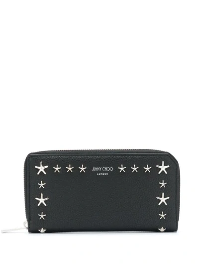 Shop Jimmy Choo Carnaby/s Star-stud Wallet In Black