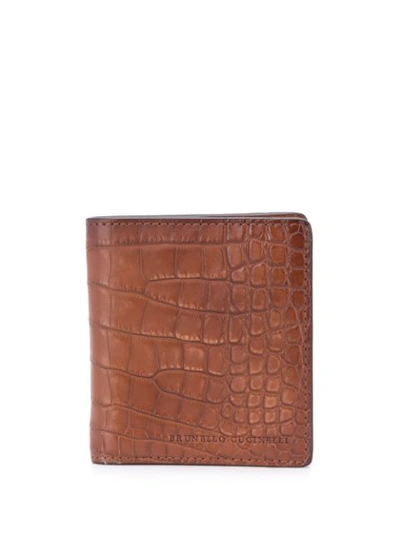 Shop Brunello Cucinelli Crocodile Fold Wallet In Brown