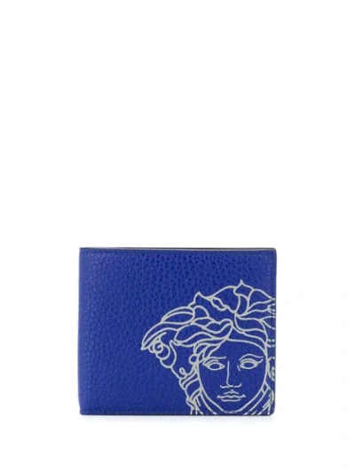 Shop Versace Medusa Print Cardholder In Blue
