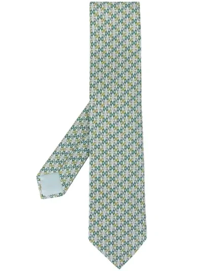 Pre-owned Hermes  Chained Logo Neck Tie In Blue