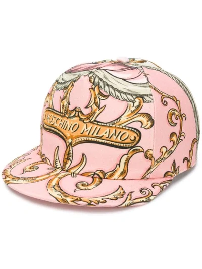 Shop Moschino Baroque-print Baseball Cap In Pink