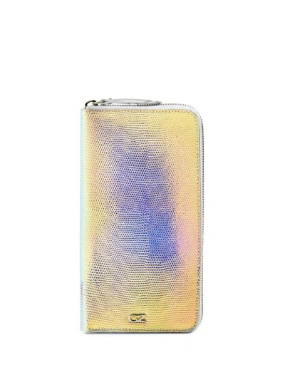 Giuseppe Zanotti Iridescent Effect Continental Wallet In Silver