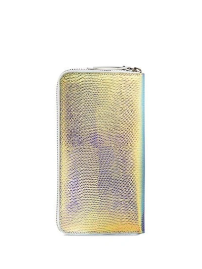 Giuseppe Zanotti Iridescent Effect Continental Wallet In Silver