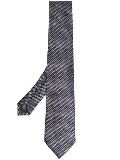 Shop Ermenegildo Zegna Micro-pattern Silk Tie In Brown