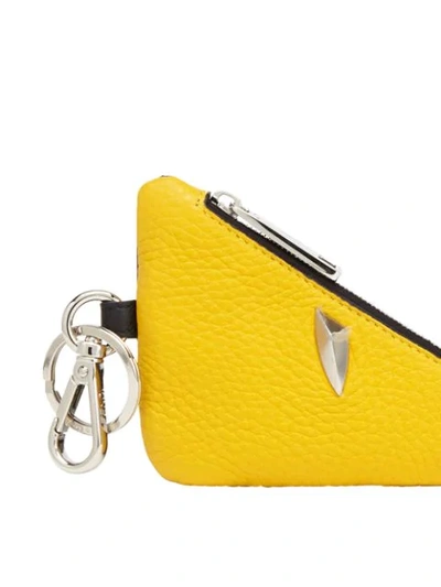 Shop Fendi Calf Leather Bag Bugs Pouch In Yellow