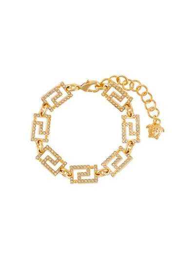 Shop Versace Greek Key Bracelet In Gold