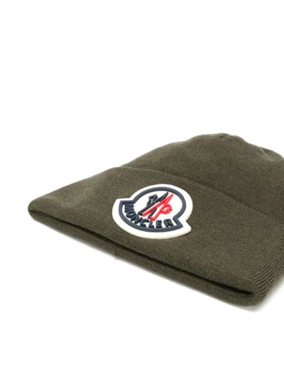 Shop Moncler Logo-patch Beanie In Green