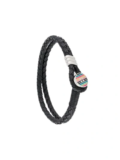 Shop Paul Smith Colour-block Button Bracelet In Black