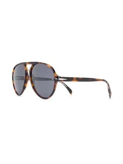 Shop David Beckham Eyewear Aviator Frame Tortoise-shell Effect Sunglasses In Brown