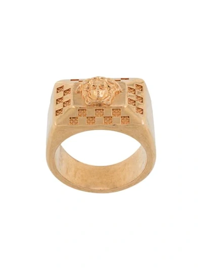Shop Versace Medusa Head Chunky Ring In Gold