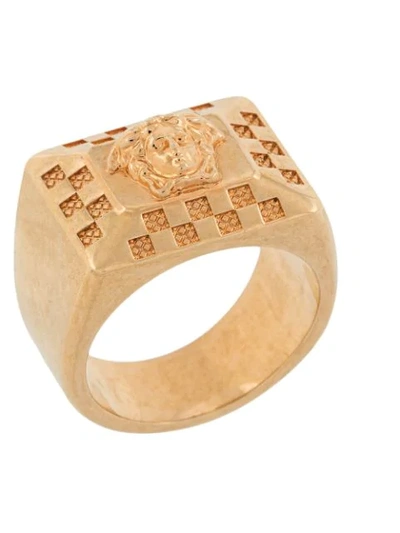 Shop Versace Medusa Head Chunky Ring In Gold