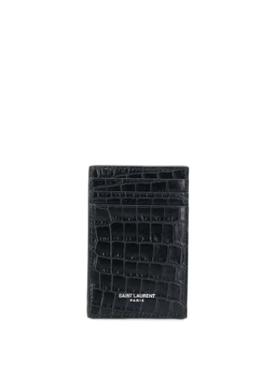 Shop Saint Laurent Textured Card Holder In Black