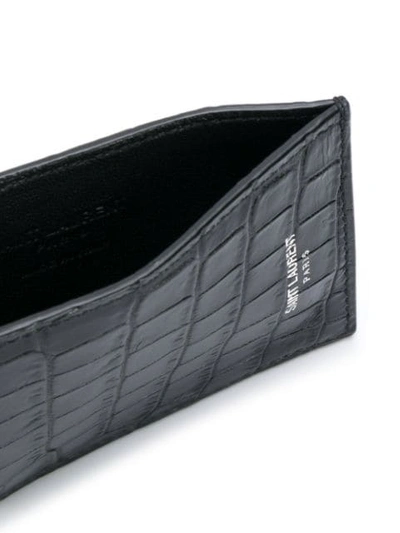 Shop Saint Laurent Textured Card Holder In Black