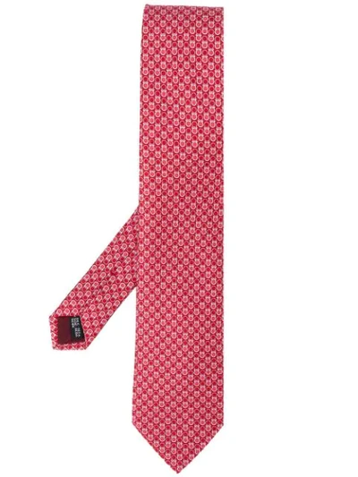 Shop Ferragamo Gancini Print Silk Tie In Red