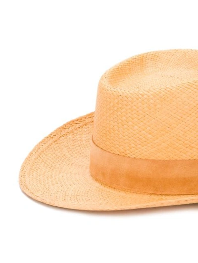 Shop Super Duper Hats Woven Fedora In Orange
