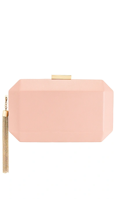 Shop Olga Berg Lia Facetted Clutch With Tassel In Blush