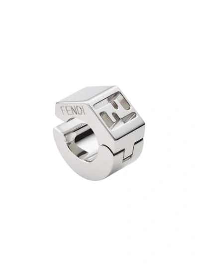 Shop Fendi Single Ff Engraved Cuff Earring In Silver