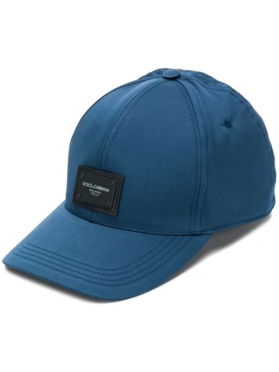 Shop Dolce & Gabbana Logo Patch Baseball Cap In Blue