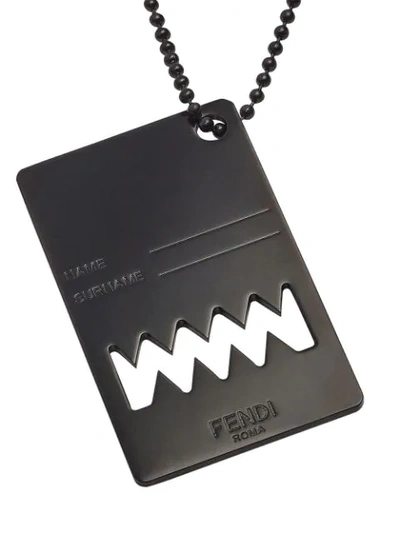 Shop Fendi Bag Bugs Tag Necklace In Black