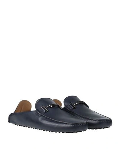 Tod's Man Mules & Clogs Midnight Blue Size 8 Soft Leather In Dark Blue