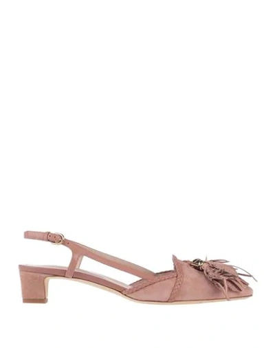 Shop Tod's Woman Pumps Pastel Pink Size 7 Soft Leather