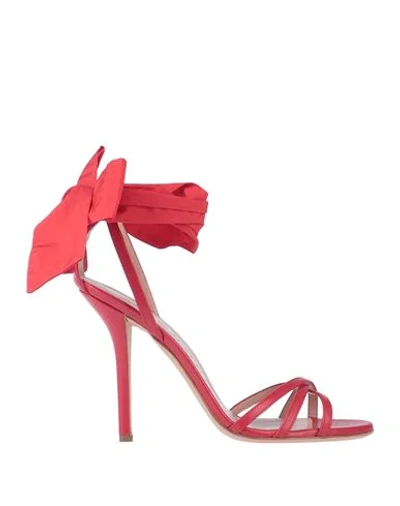 Shop Philosophy Di Lorenzo Serafini Woman Sandals Red Size 6 Soft Leather, Textile Fibers
