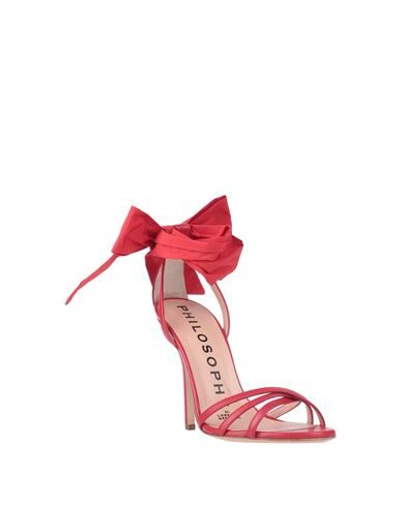 Shop Philosophy Di Lorenzo Serafini Woman Sandals Red Size 6 Soft Leather, Textile Fibers