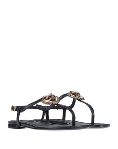 Shop Dolce & Gabbana Woman Thong Sandal Black Size 6.5 Soft Leather