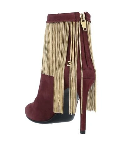 Shop Balmain Ankle Boots In Maroon