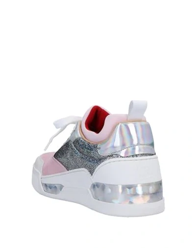 Christian Louboutin Pink/White Leather Holographic Glitter Aurelian Sneakers Size 5.5/36