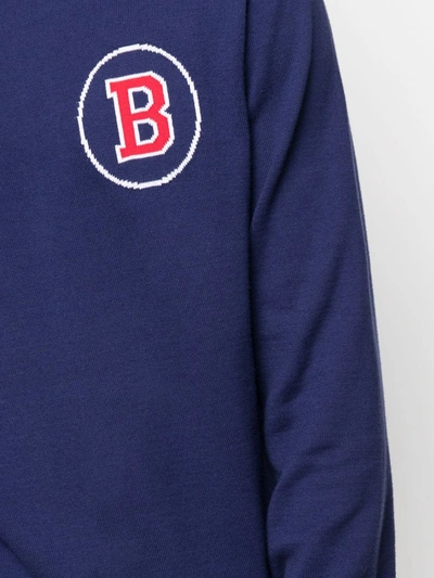 Shop Balmain Intarsia-knit Logo Jumper In Blue