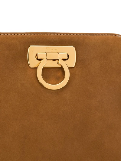 Pre-owned Ferragamo Gancini Chain Shoulder Bag In Brown