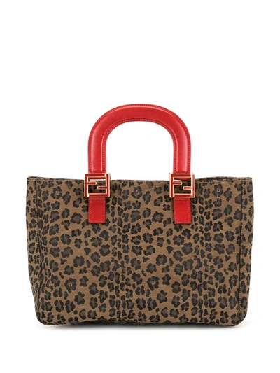 Pre-owned Fendi Leopard Print Tote Bag In Brown