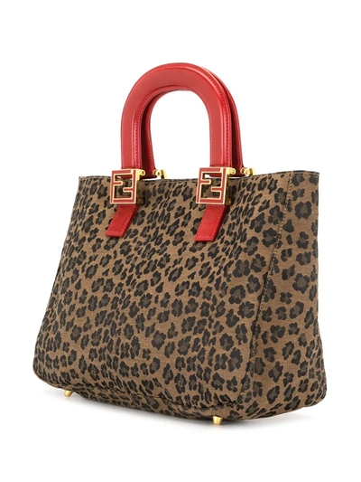 Pre-owned Fendi Leopard Print Tote Bag In Brown