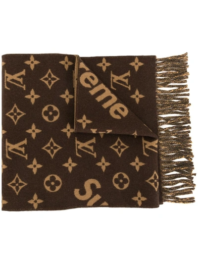 Pre-owned Louis Vuitton X Supreme 2017  Monogram Scarf In Brown