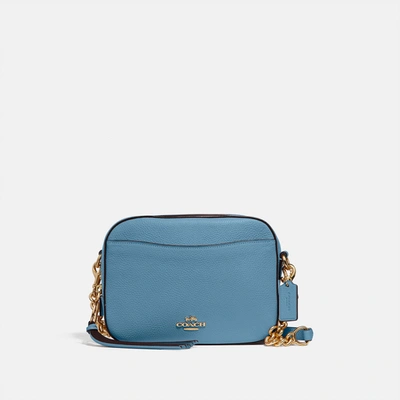 Shop Coach Camera Bag In Brass/pacific Blue