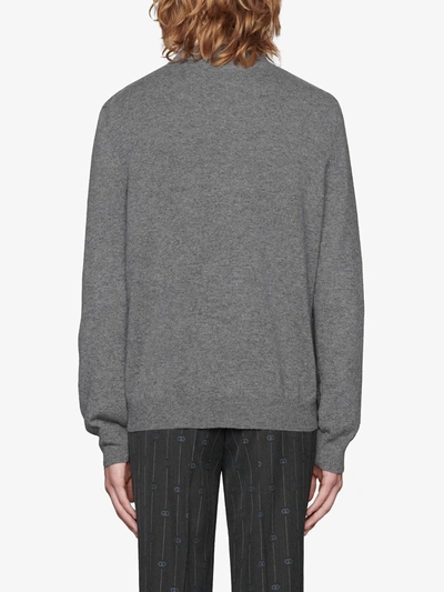 Shop Gucci Logo-embroidered Cashmere Jumper In Grey
