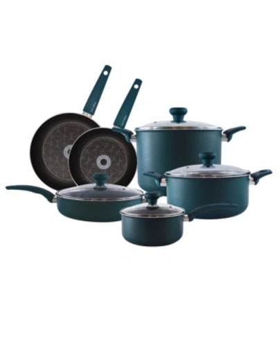 Shop Taste Of Home 10-piece Non-stick Aluminum Cookware Set In Green