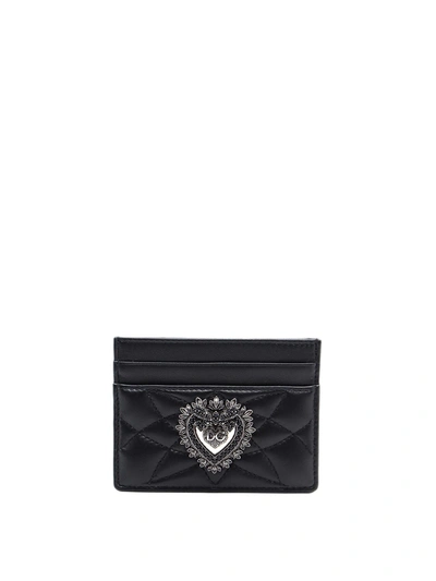 Shop Dolce & Gabbana Devotion Leather Card Holder In Black