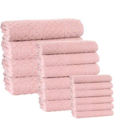 Shop Enchante Home Glossy Turkish Cotton 16-pc. Towel Set Bedding In Peach