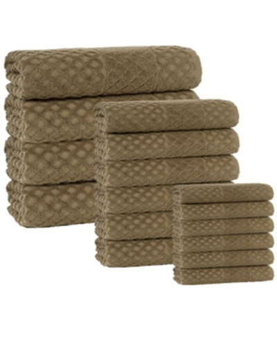 Shop Enchante Home Glossy Turkish Cotton 16-pc. Towel Set Bedding In Olive