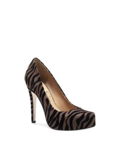 Shop Jessica Simpson Women's Parisah Platform Pumps Women's Shoes In Brown Zebra