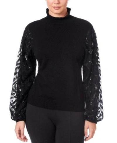 Shop Joseph A Women's Mixed Media Sweater In Black
