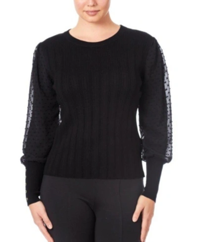 Shop Joseph A Women's Mixed Media Sweater In Black