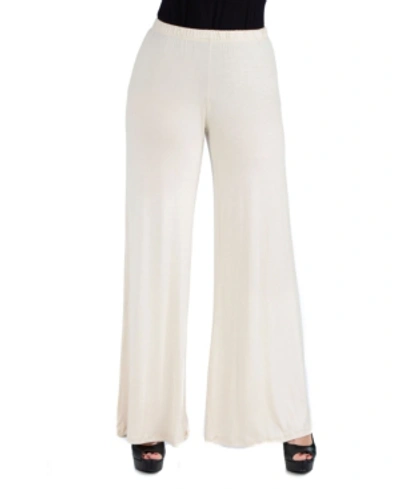 24seven Comfort Apparel Womens Comfortable Solid Color Maternity Palazzo Pants In Nude