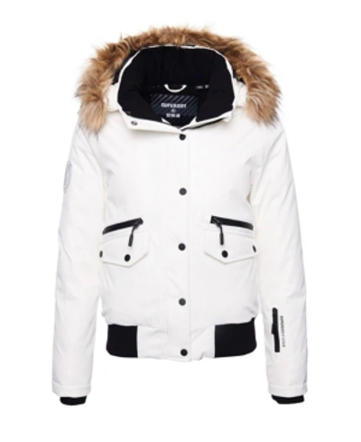 Shop Superdry Women's Everest Down Snow Bomber Jacket In White