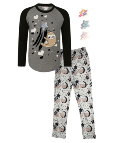 Shop Mi Amore Gigi Big Girls Star Sloth Graphic Pajama Set In Black