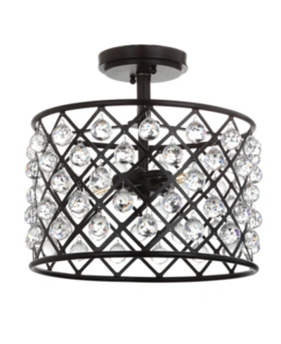 Jonathan Y Gabrielle 13in Crystalmetal Led Semi-flush Mount In Black