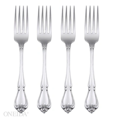 Shop Oneida True Rose Set/4 Dinner Forks In Silver