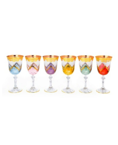 Shop Classic Touch Water Glass With Diamond Cut, Set Of 6 In Multi